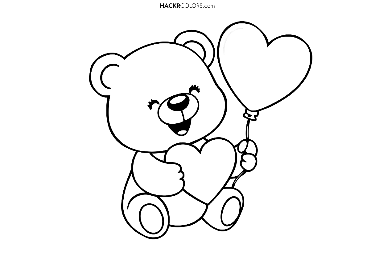 valentines day coloring pages bear holding a heart