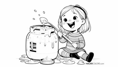 Girl found a chocolate jar