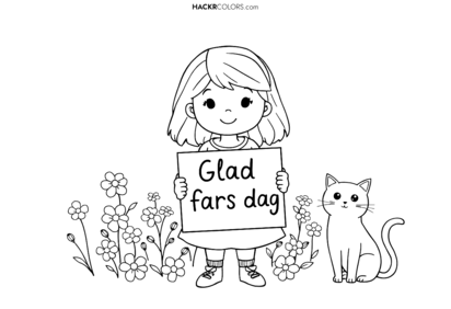 Child with 'Glad Fars Dag' Sign