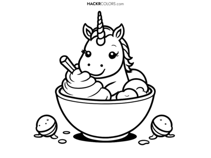 Cute Unicorn Enjoying Ice Cream