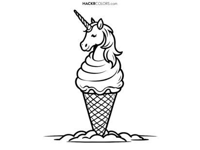 Playful Unicorn on Ice Cream Cone