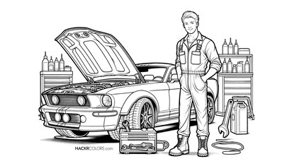 Mechanic Fixing a Classic Car