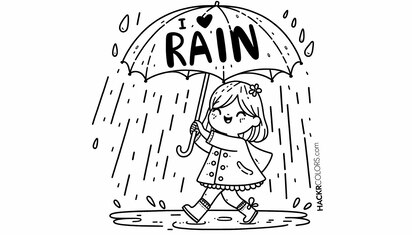 Vrolijk Meisje Geniet van de Regen