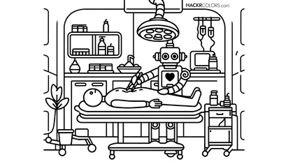 Robot-Assisted Surgery Coloring Page