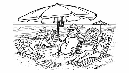Sneeuwpop aan het Strand